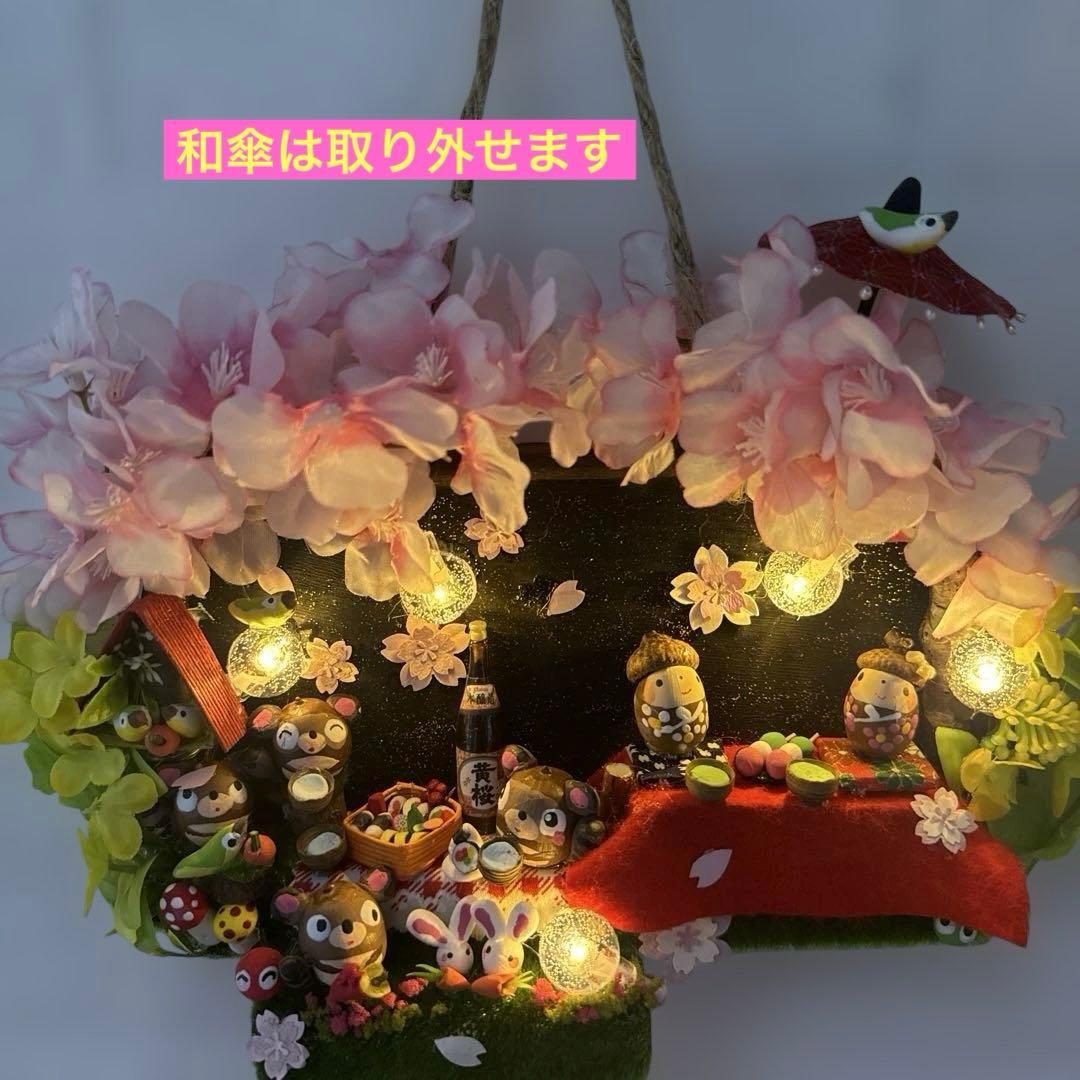 どんぐりアート♡夜桜タペストリー風リース＆銀河へlet's go 2点♡