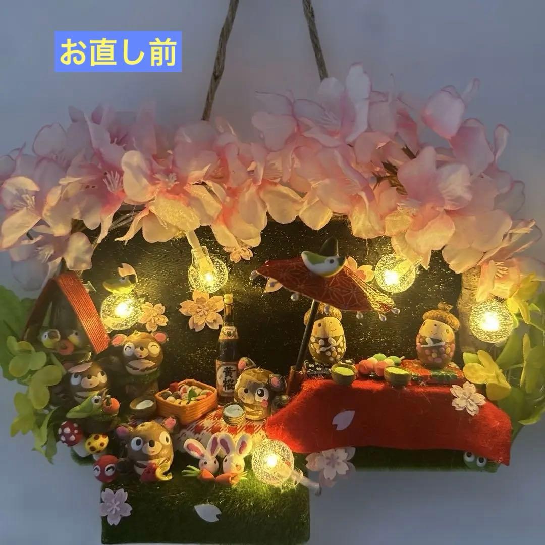 どんぐりアート♡夜桜タペストリー風リース＆銀河へlet's go 2点♡