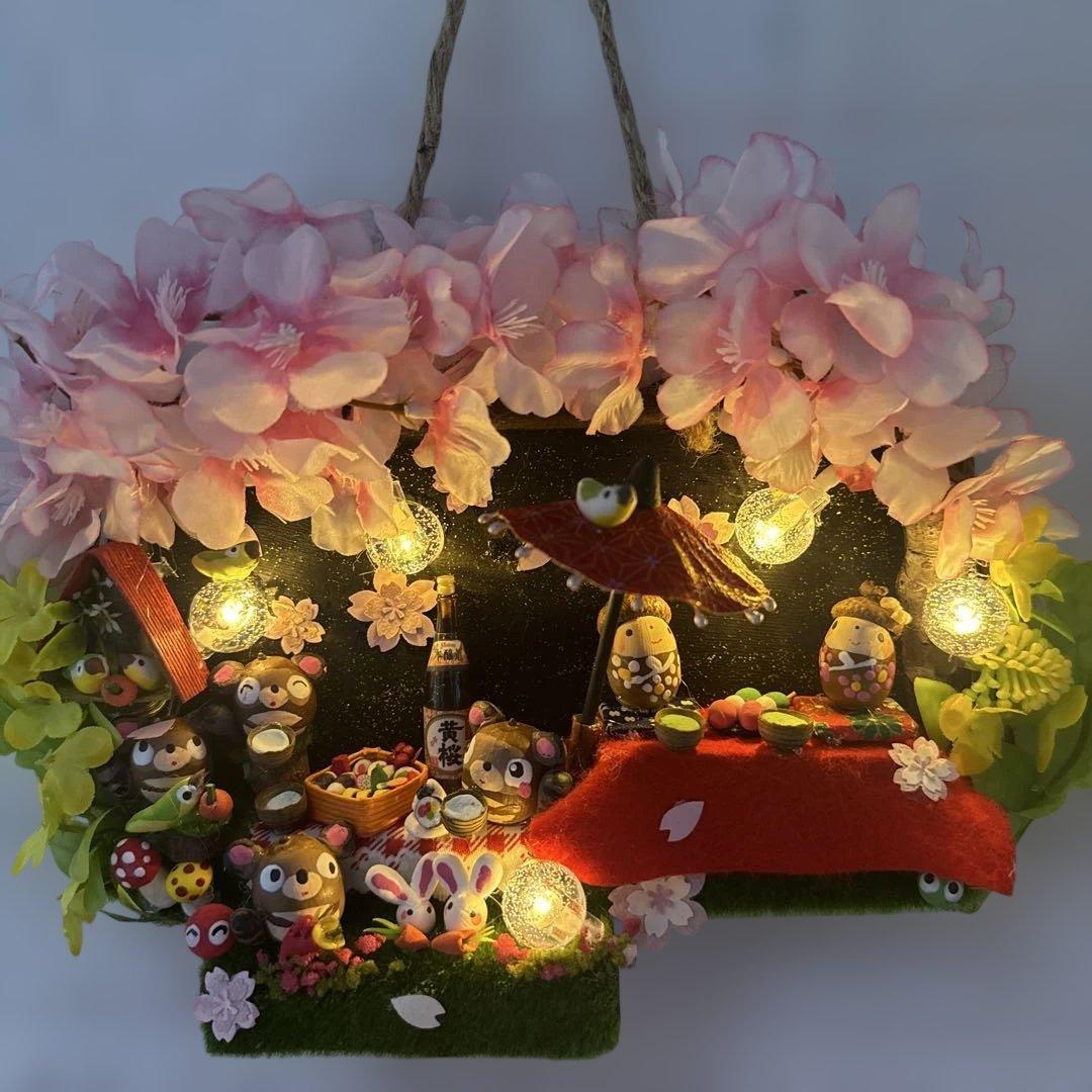 どんぐりアート♡夜桜タペストリー風リース＆銀河へlet's go 2点♡