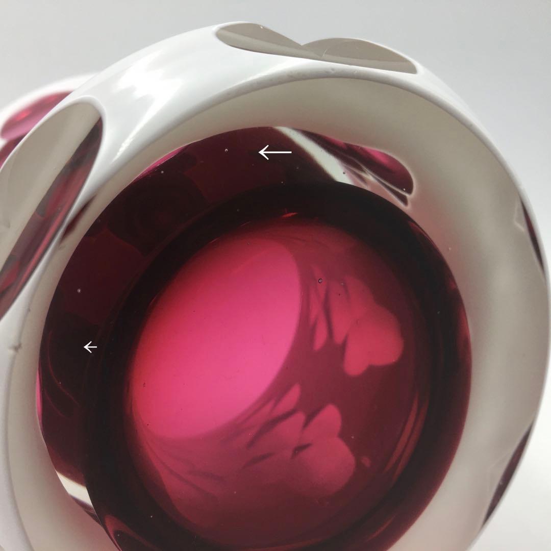 ビンテージアンティーク白被せ大正切子 キャンディポット　チェコ チェコスロバキア