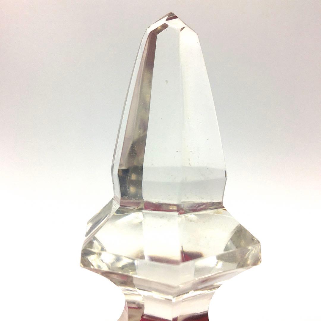 ビンテージアンティーク白被せ大正切子 キャンディポット　チェコ チェコスロバキア