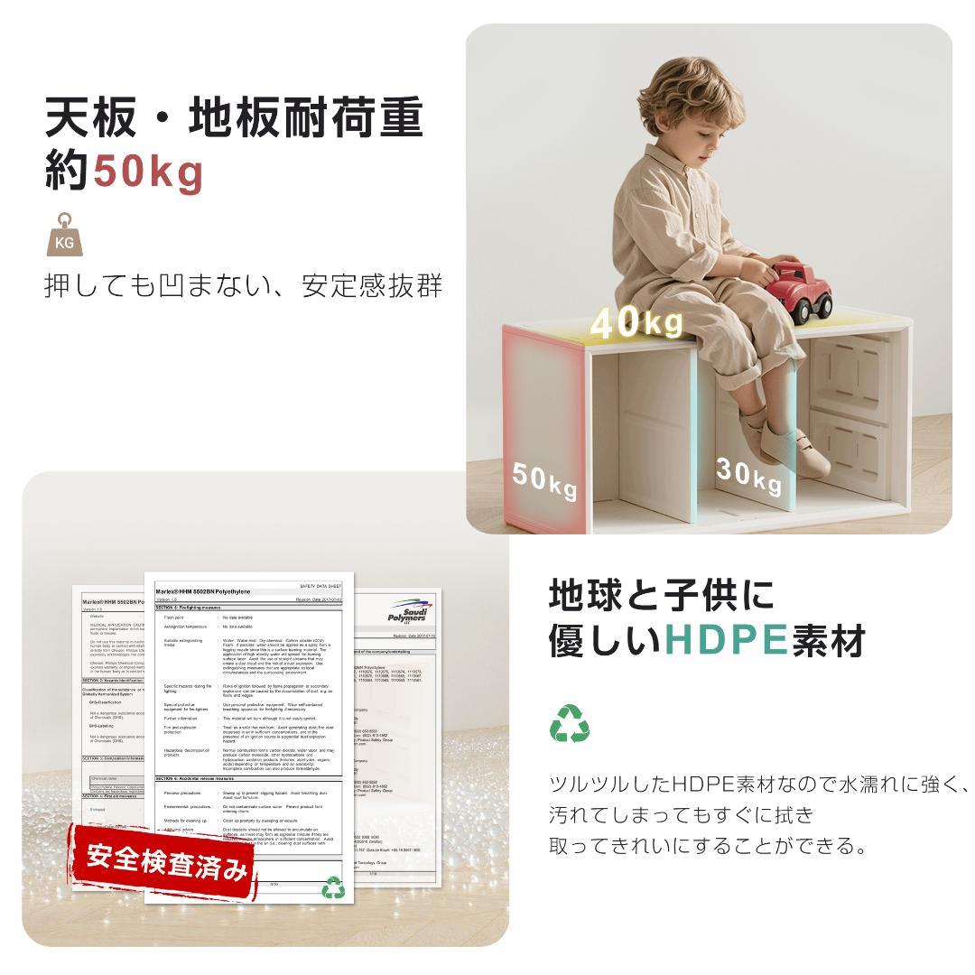 積み重ね収納 収納棚 扉付 おもちゃ箱 幅74cm キャビネット 前開大容量収納