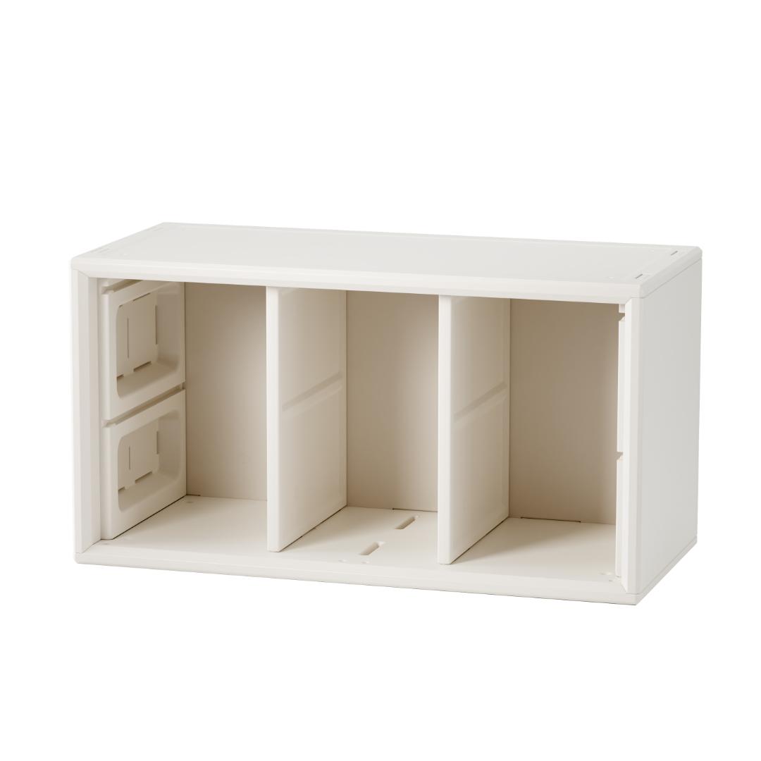 積み重ね収納 収納棚 扉付 おもちゃ箱 幅74cm キャビネット 前開大容量収納