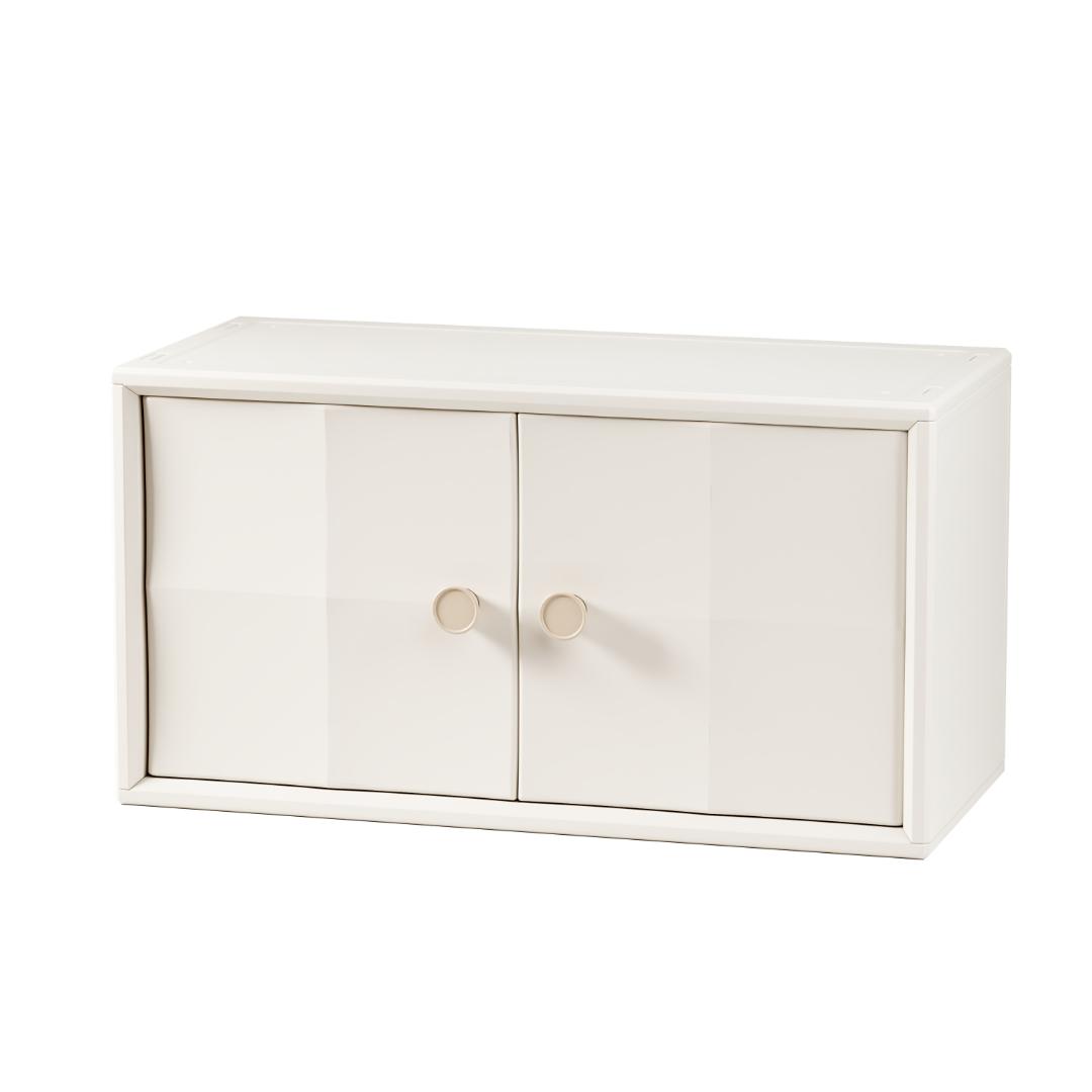 積み重ね収納 収納棚 扉付 おもちゃ箱 幅74cm キャビネット 前開大容量収納