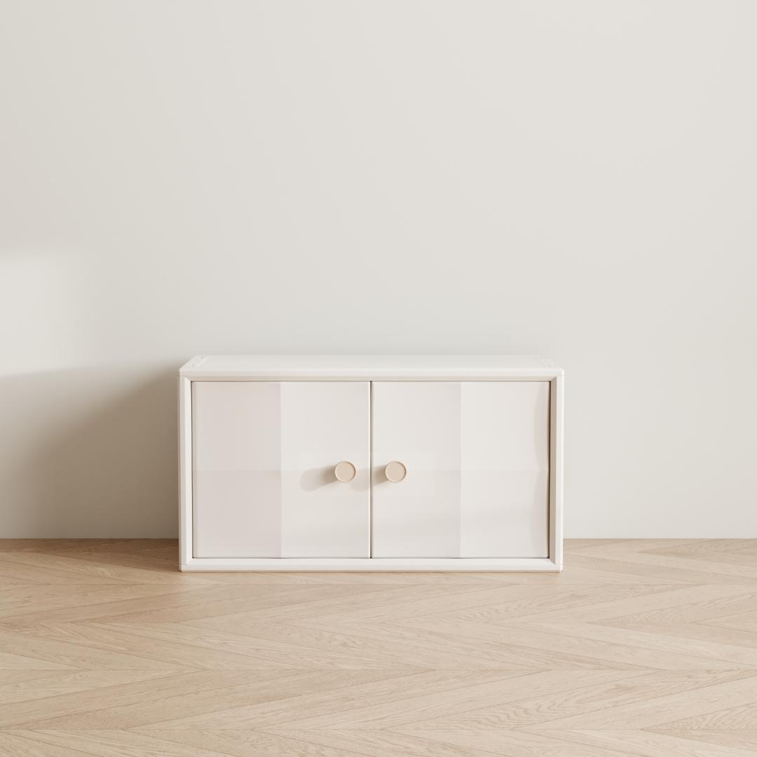 積み重ね収納 収納棚 扉付 おもちゃ箱 幅74cm キャビネット 前開大容量収納