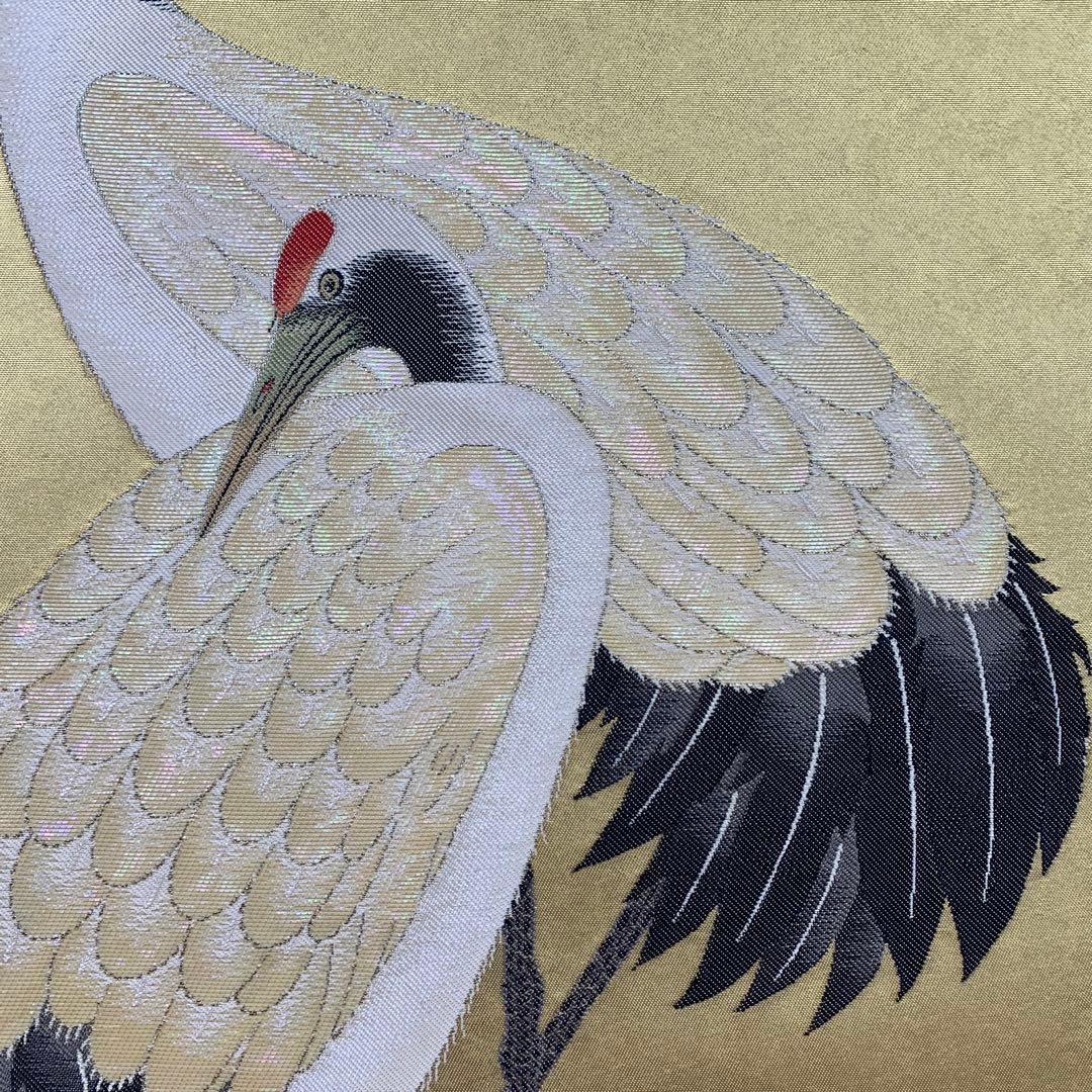 美品 掛け軸 佐藤重教 螺鈿双鶴図 西陣織 純金箔証明書付き - メルカリ