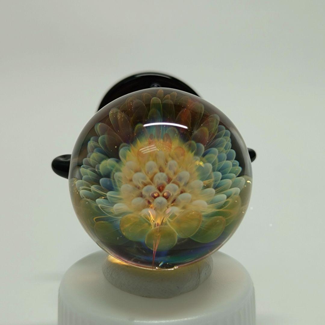 未使用 雪だるま ガラス ペンダントトップ 1点物 フラワー スノーマン