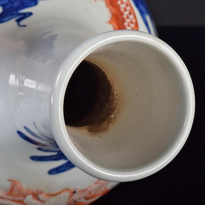 中国 大清乾隆年製款 青花紅釉盛上雲龍文 長顎