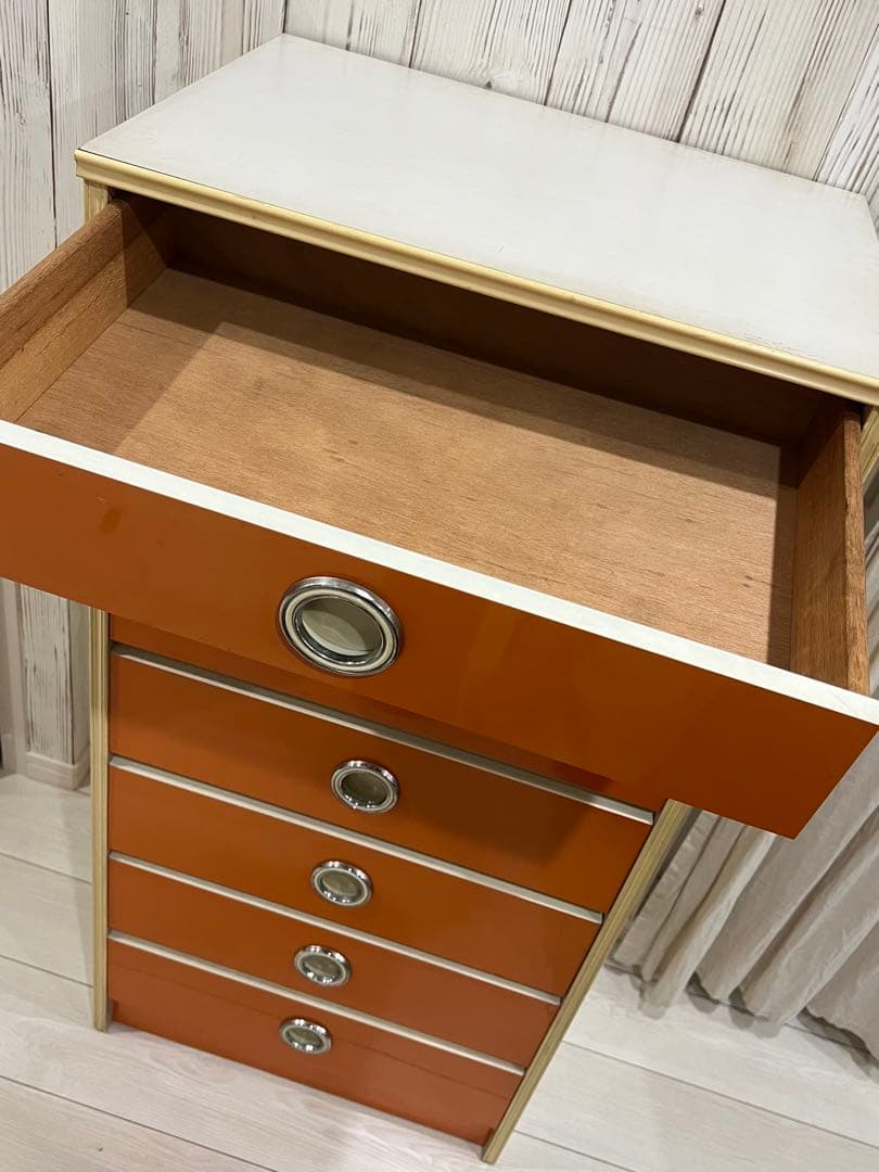 早い者勝ち☆昭和レトロ レトロポップ 7段チェスト オレンジ