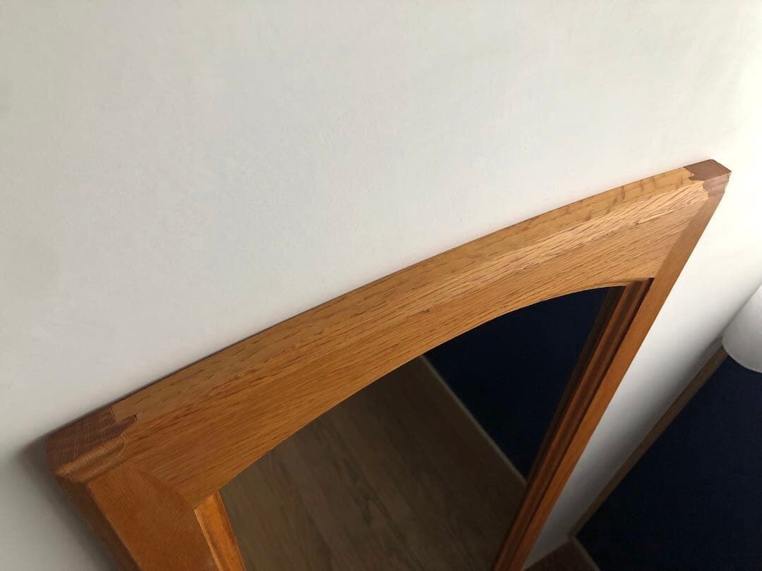 楢 オーク無垢材 縦長 ウォールミラー 壁掛け鏡 姿見 北欧ヴィンテージ