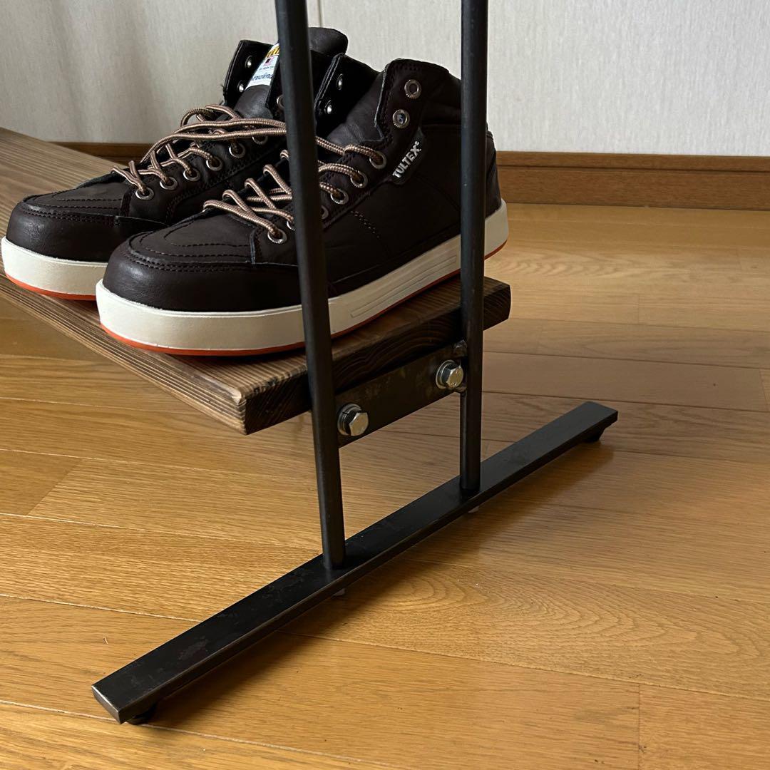 スリム　ハンガーラック　コンパクト　アンティーク風　古材　アイアン家具