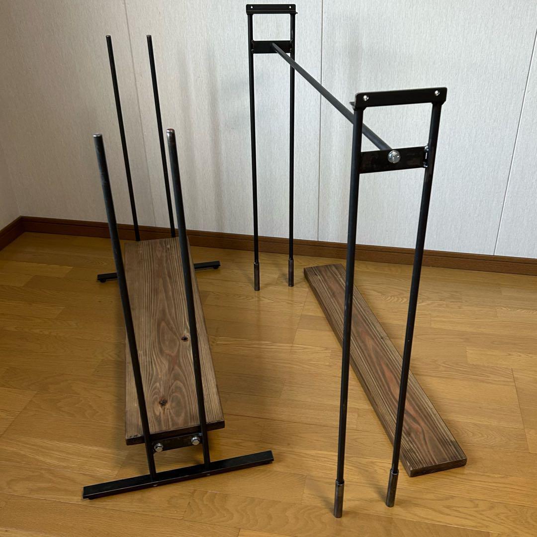 スリム　ハンガーラック　コンパクト　アンティーク風　古材　アイアン家具