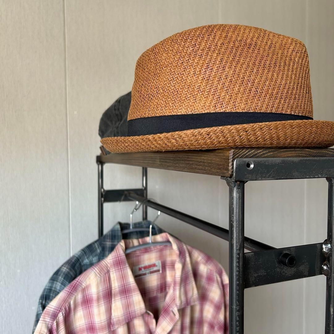 スリム　ハンガーラック　コンパクト　アンティーク風　古材　アイアン家具