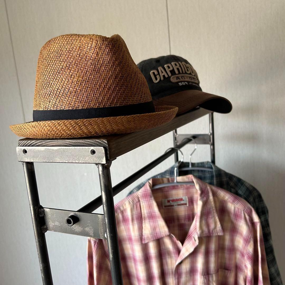 スリム　ハンガーラック　コンパクト　アンティーク風　古材　アイアン家具