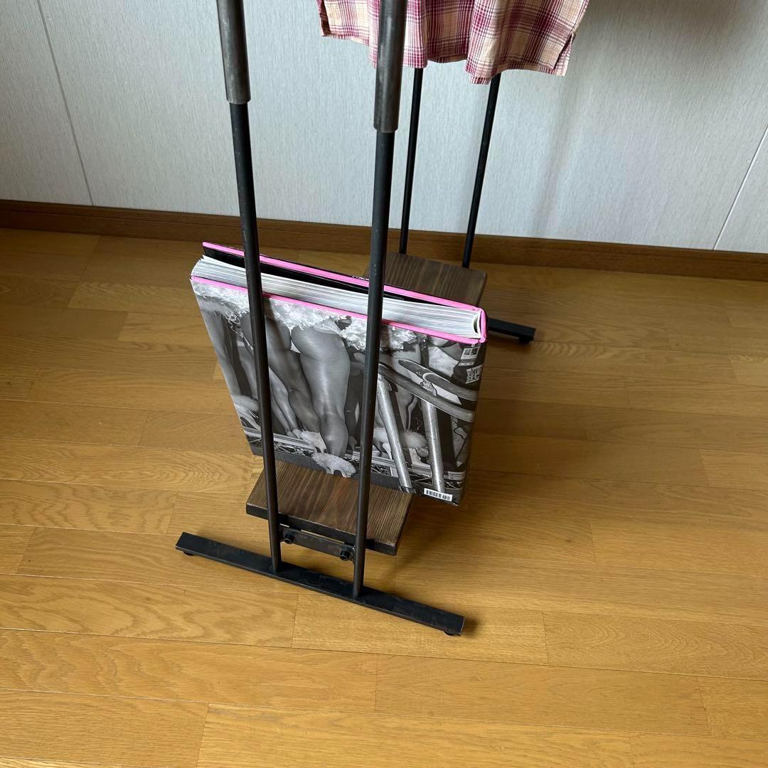 スリム　ハンガーラック　コンパクト　アンティーク風　古材　アイアン家具