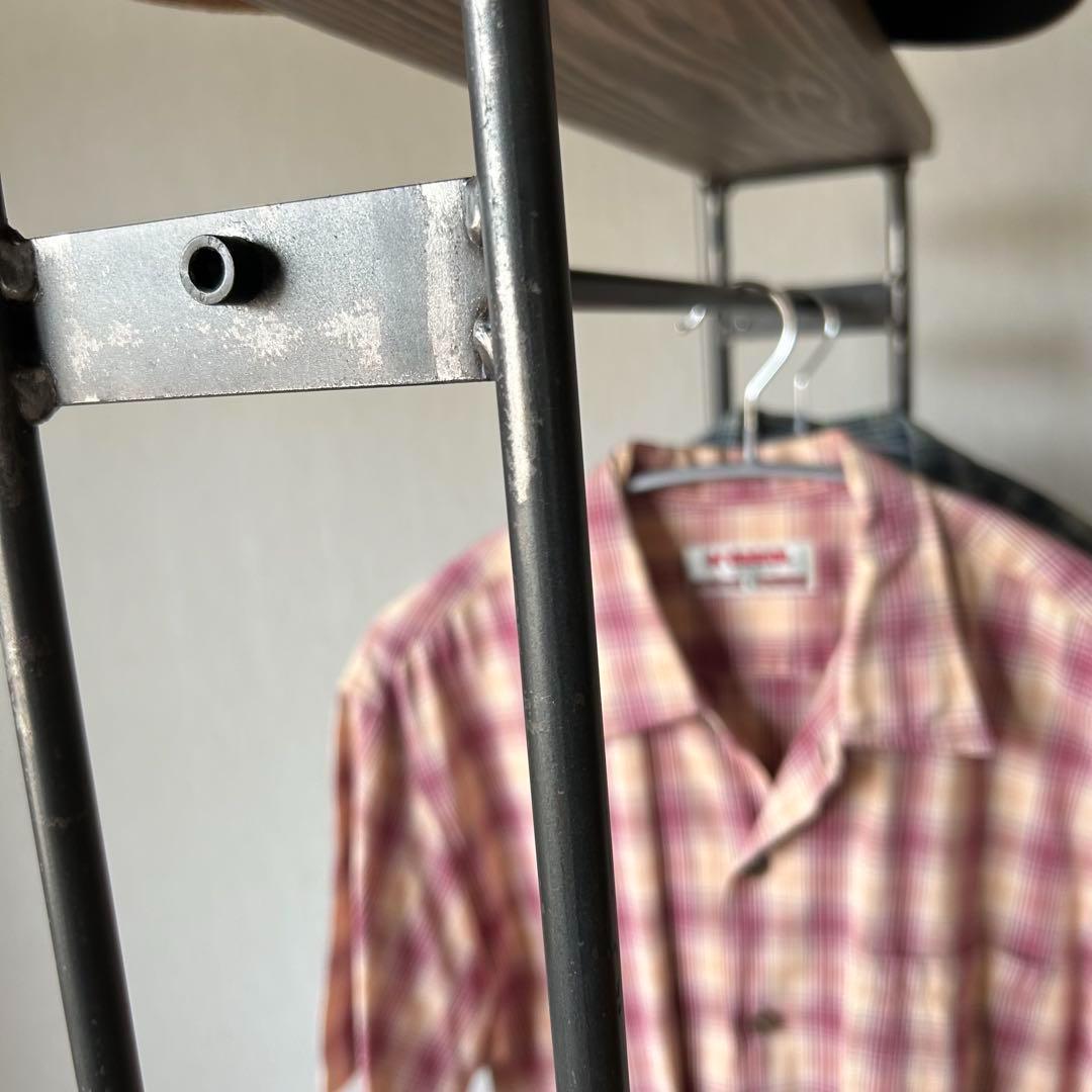 スリム　ハンガーラック　コンパクト　アンティーク風　古材　アイアン家具