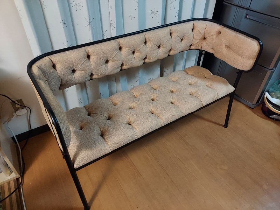 モダン アイアンベージュ ソファ 背もたれ付き