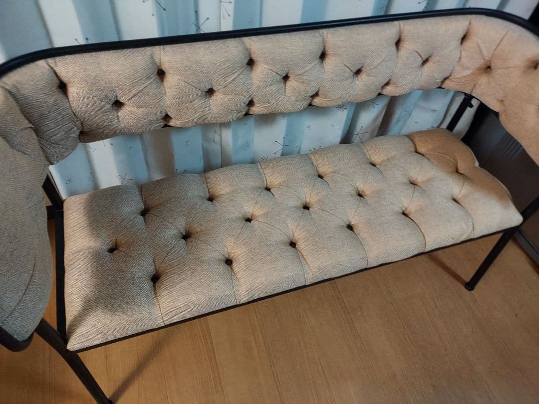 モダン アイアンベージュ ソファ 背もたれ付き