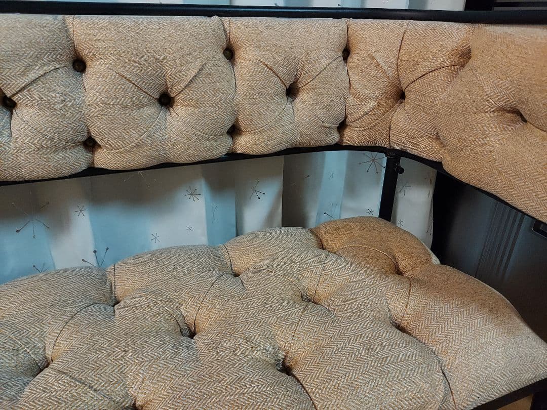 モダン アイアンベージュ ソファ 背もたれ付き