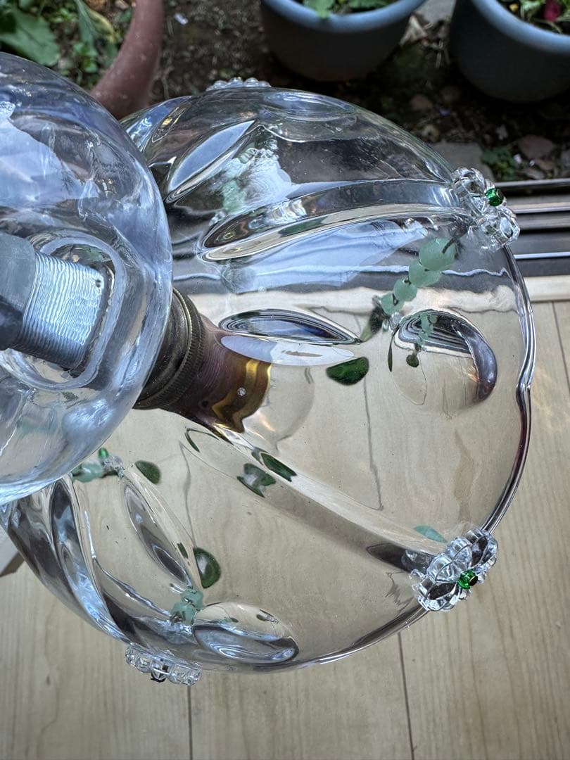 フランス アンティーク グリーンムラーノガラスの巨大なミニシャンデリア＊