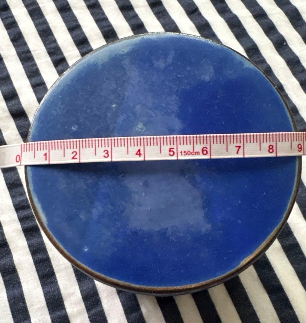 nakamurakenoshigoto やちむん　青い円形キャニスター