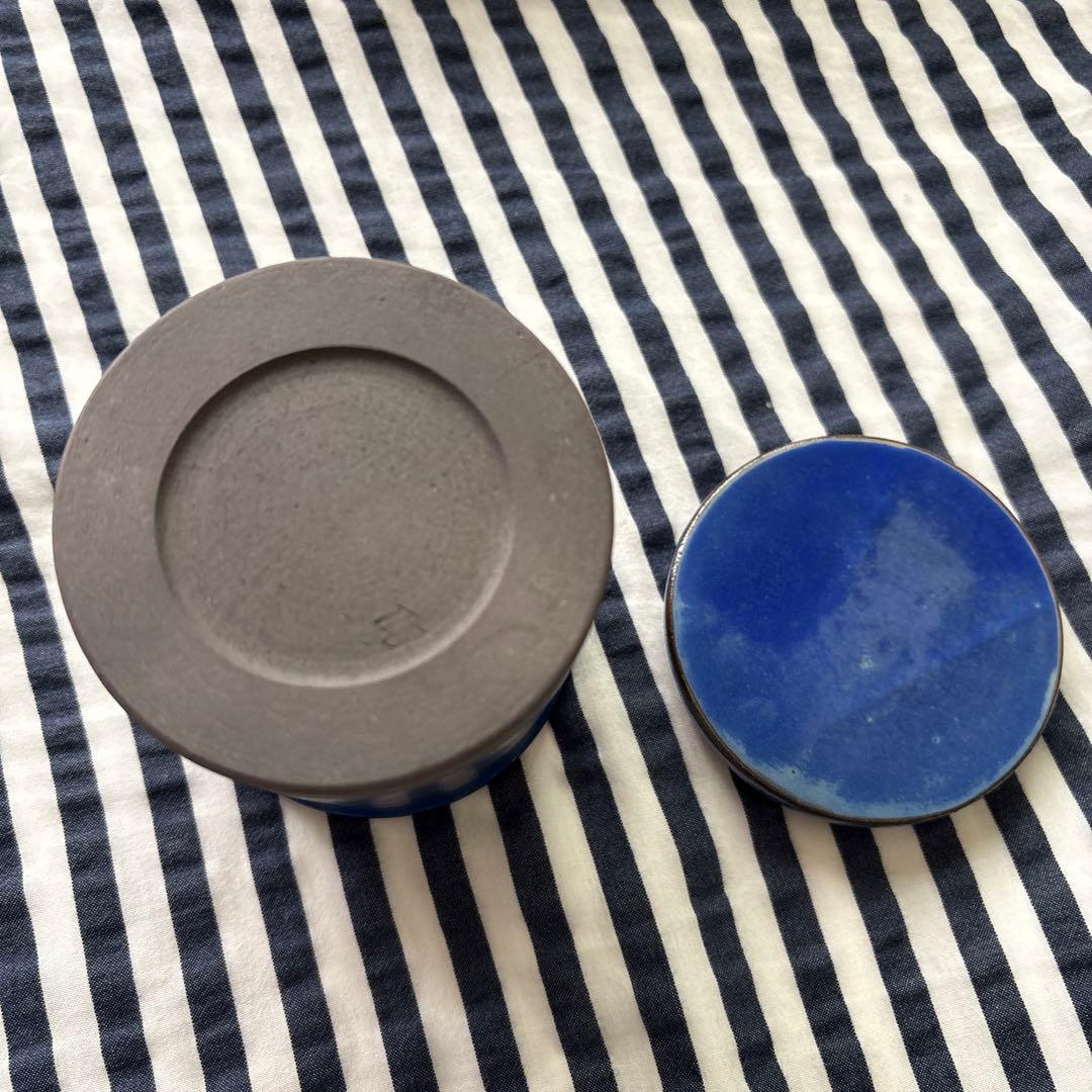 nakamurakenoshigoto やちむん　青い円形キャニスター