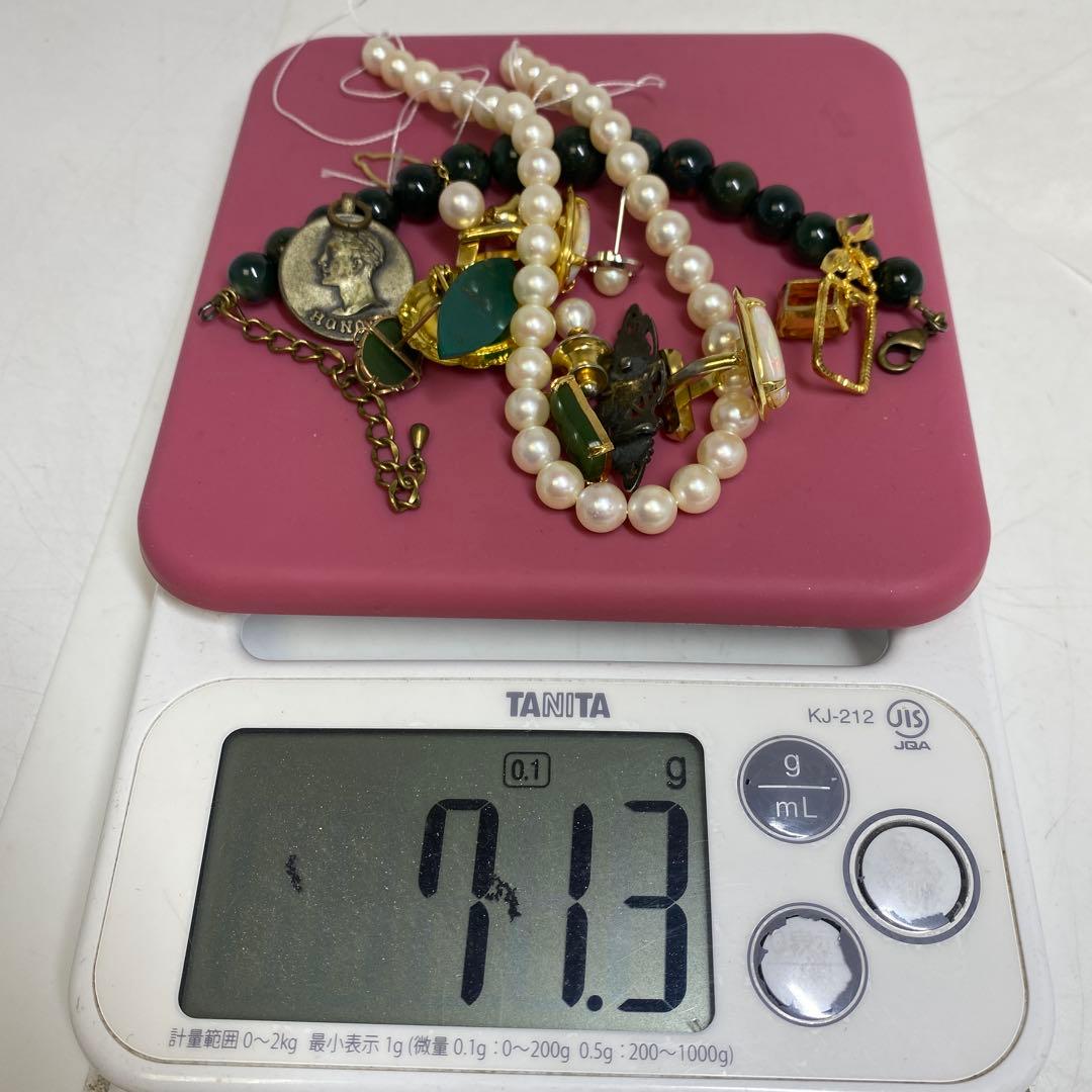 K18刻印　本真珠　翡翠　オパール　等　71.3g 東K7-1211ア㉟
