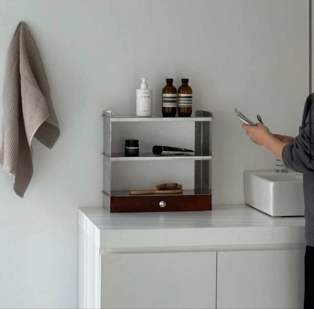 ART OF BLACK 木製引き出し付き ステンレス製 ラック