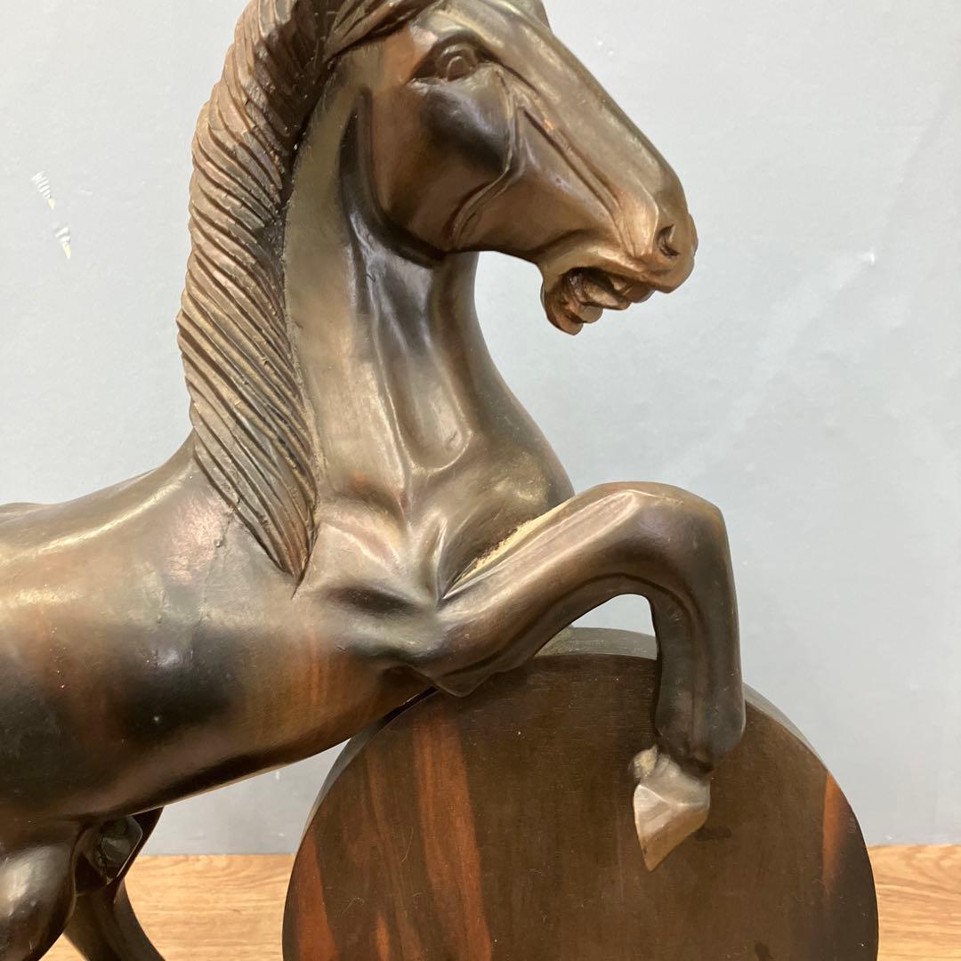 4F 希少 彫刻 木彫り 馬 オブジェ 置物 彫刻 一刀彫 縁起物 インテリア