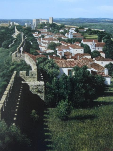 中司満夫、【オビドスの眺望】、希少な画集画、新品高級額・額装付