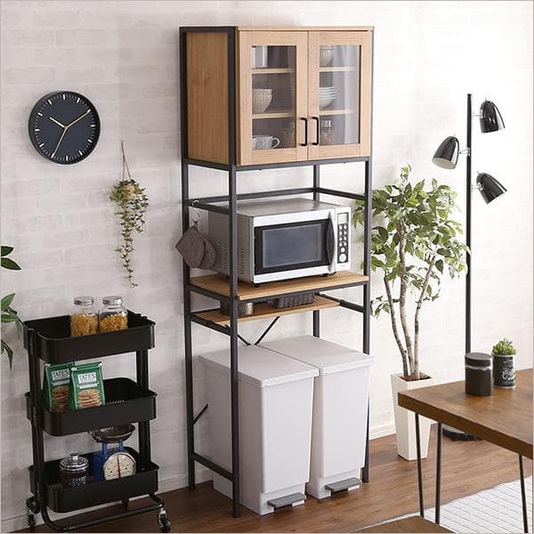 ヴィンテージごみ箱上ラック スリムタイプ シャビーオーク [7227]