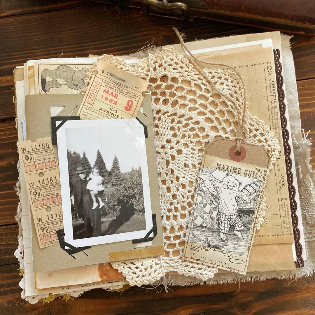 junk journal ジャンクジャーナル雑記帳　蛇腹ファイル　平袋付き