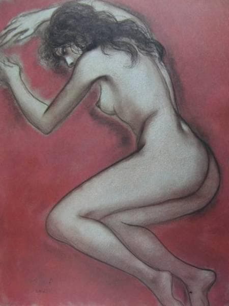 古沢岩美、デッサン 12、希少大判画集画、新品額装付、状態良好