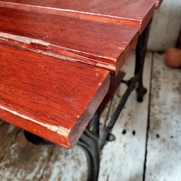ヴィンテージ アイアン ローテーブル ウッド サイドテーブル 鉄脚 木製 無垢