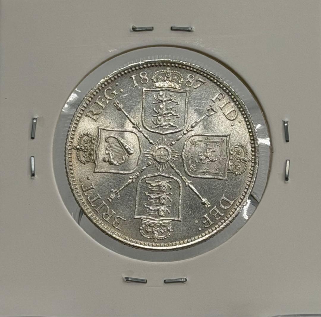 1887年 ヴィクトリア ジュビリーヘッドハーフクラウン銀貨ハイグレード