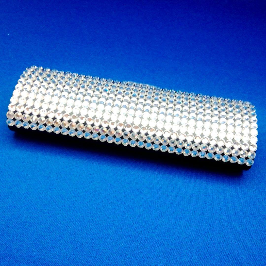 メガネケース　スワロフスキー石 クリスタル 　メガネ拭きクロスブルー