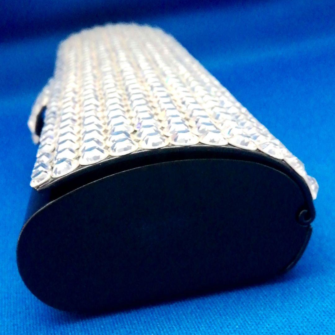 メガネケース　スワロフスキー石 クリスタル 　メガネ拭きクロスブルー