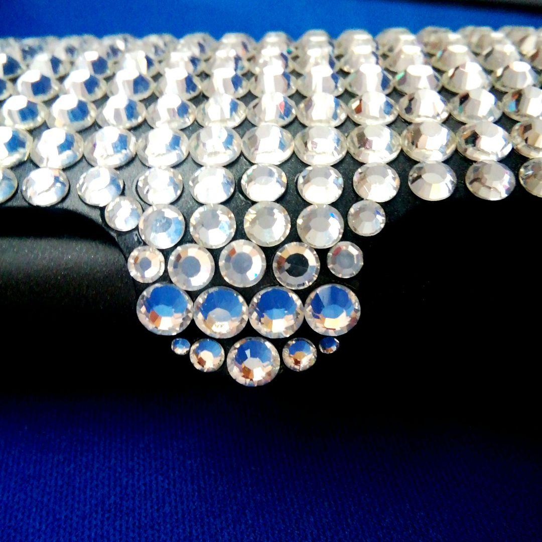 メガネケース　スワロフスキー石 クリスタル 　メガネ拭きクロスブルー