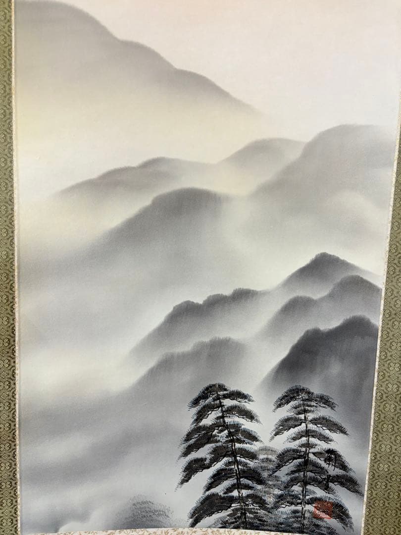 赤富士」 杉原蘭雪 茶道具 掛軸 日本画 共箱あり 富士山 正月 200