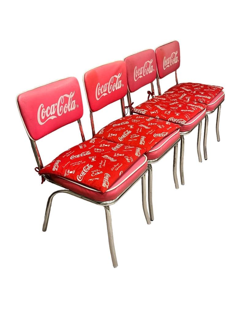『希少非売品』CocaCola コカコーラ カフェチェア椅子 イス 赤4脚セット