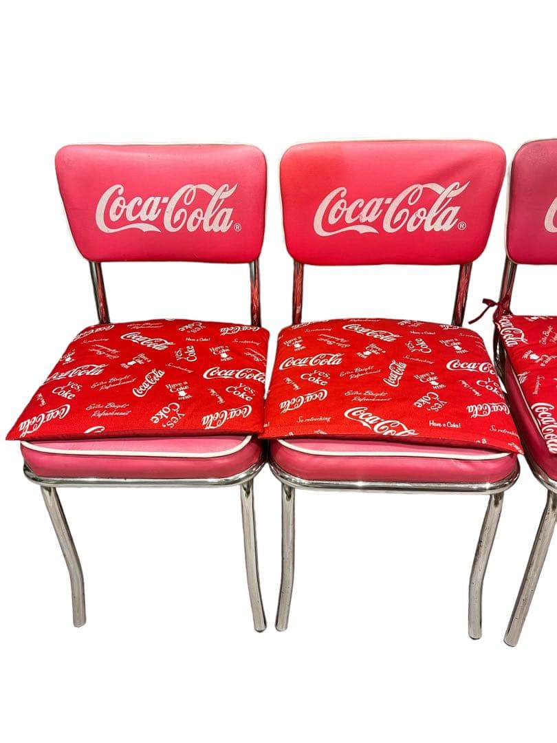 『希少非売品』CocaCola コカコーラ カフェチェア椅子 イス 赤4脚セット