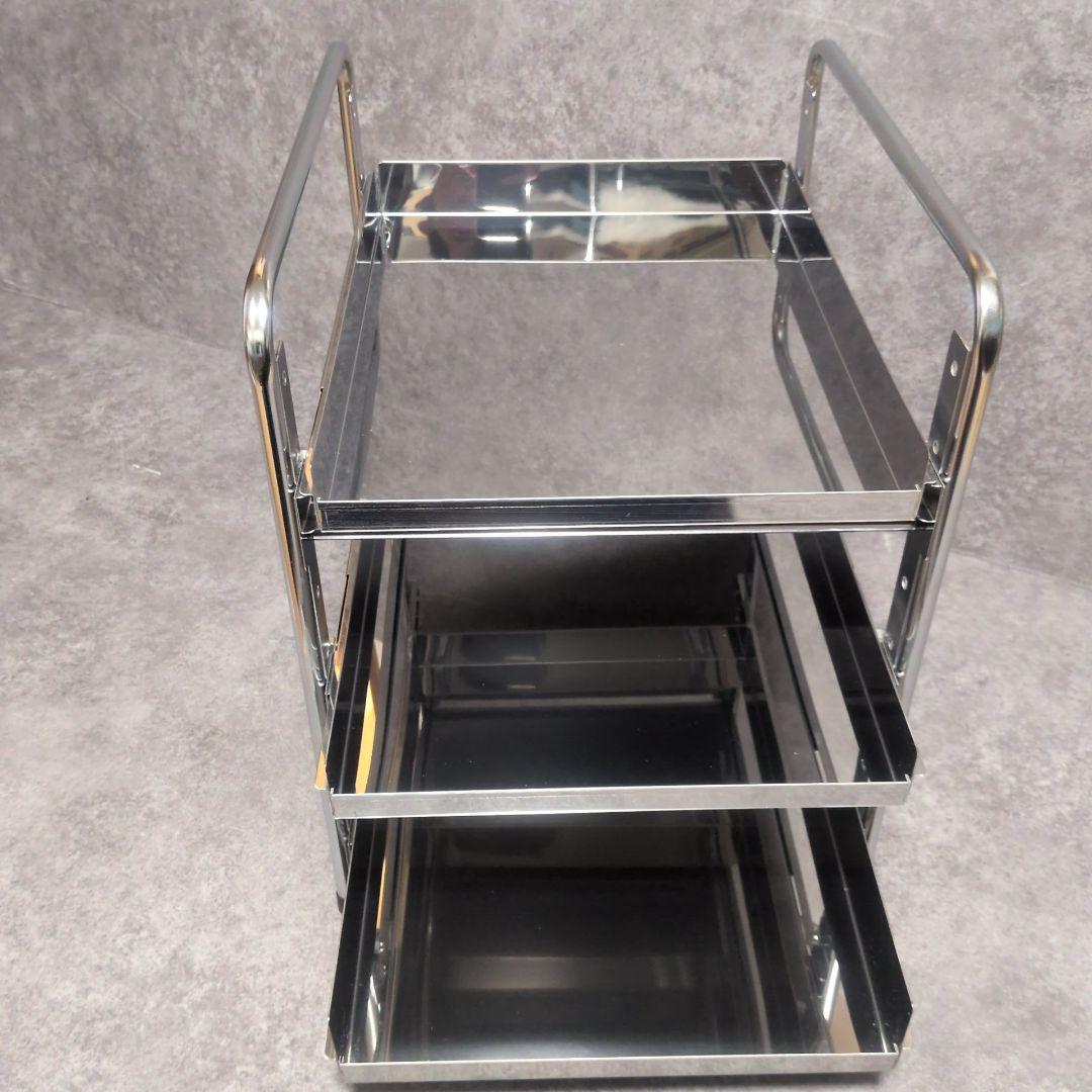 川口工器　シンク下スライドラック3段　35cm幅 美品
