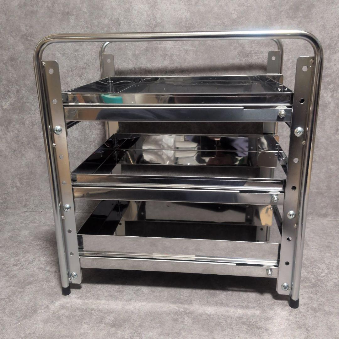 川口工器　シンク下スライドラック3段　35cm幅 美品