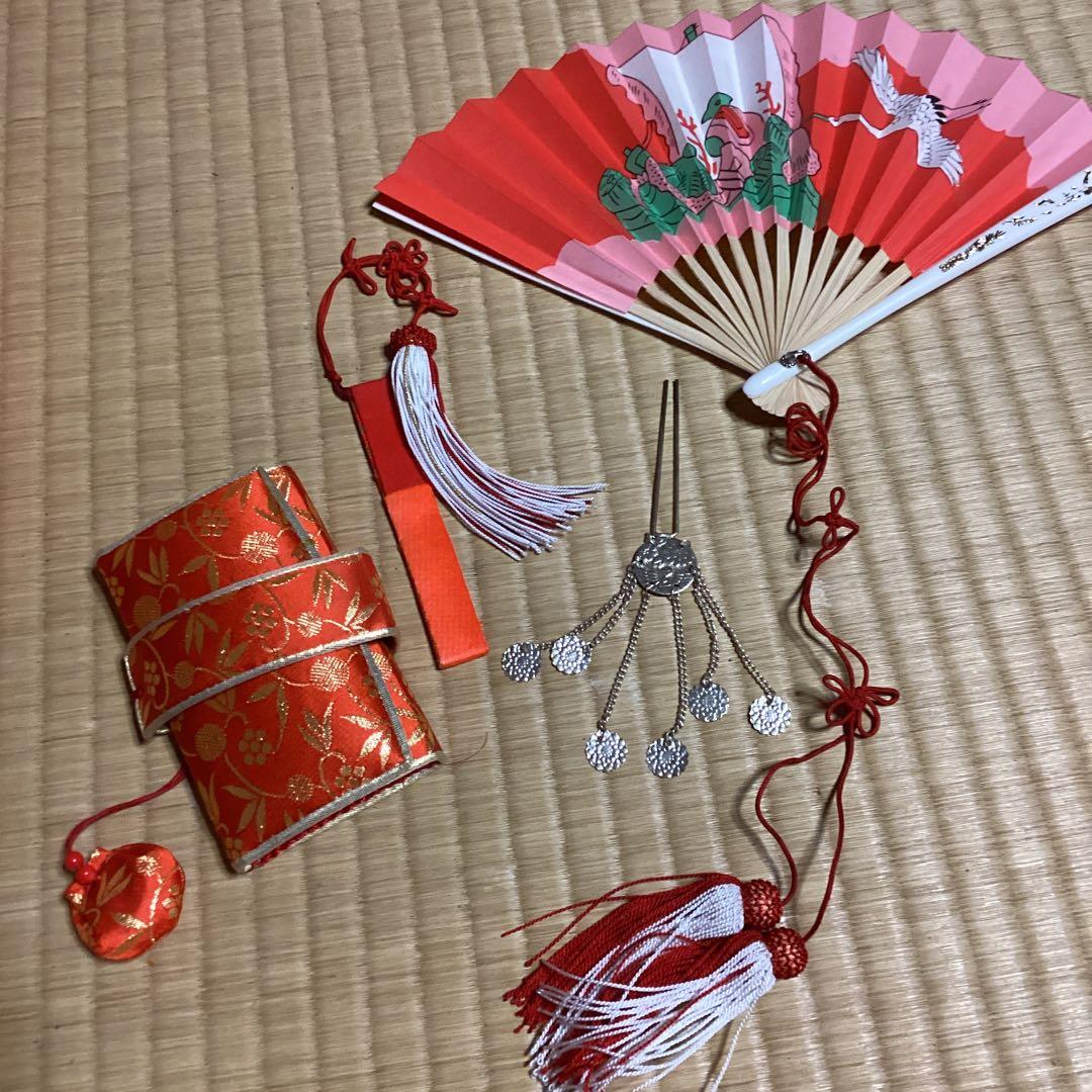 多少の難あり。七五三七歳用フルセット　帯幅14、5センチ　草履21センチ