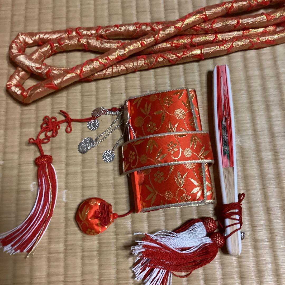 多少の難あり。七五三七歳用フルセット　帯幅14、5センチ　草履21センチ