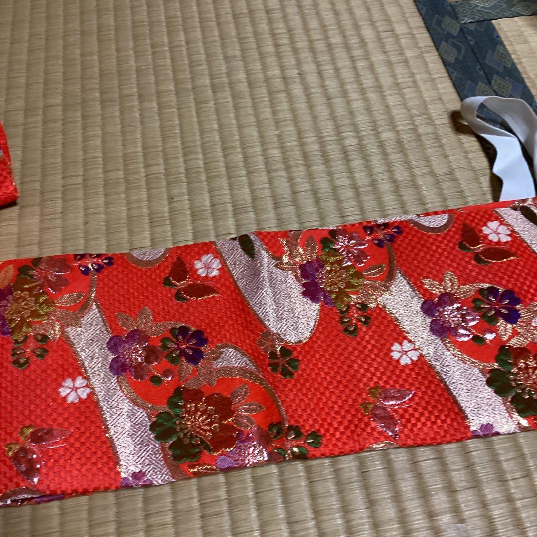 多少の難あり。七五三七歳用フルセット　帯幅14、5センチ　草履21センチ