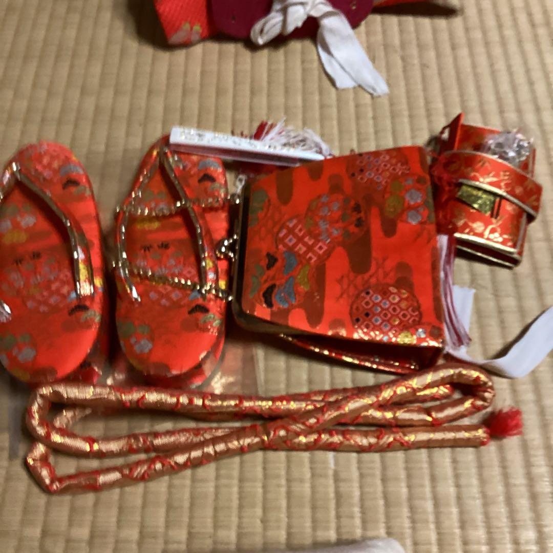 多少の難あり。七五三七歳用フルセット　帯幅14、5センチ　草履21センチ