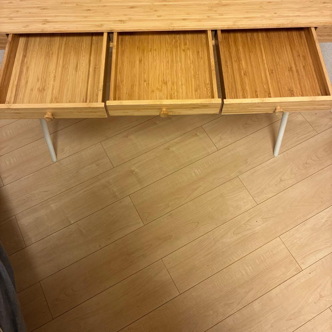 ナチュラル木製3引き出しデスク