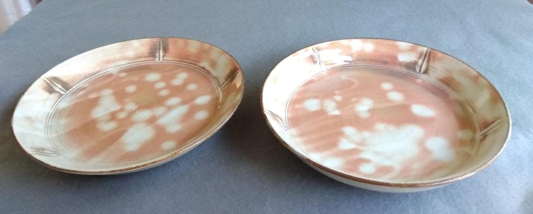 美濃焼の名工　工藤陸雄　南窯　 志野【御本手】中皿五客セット