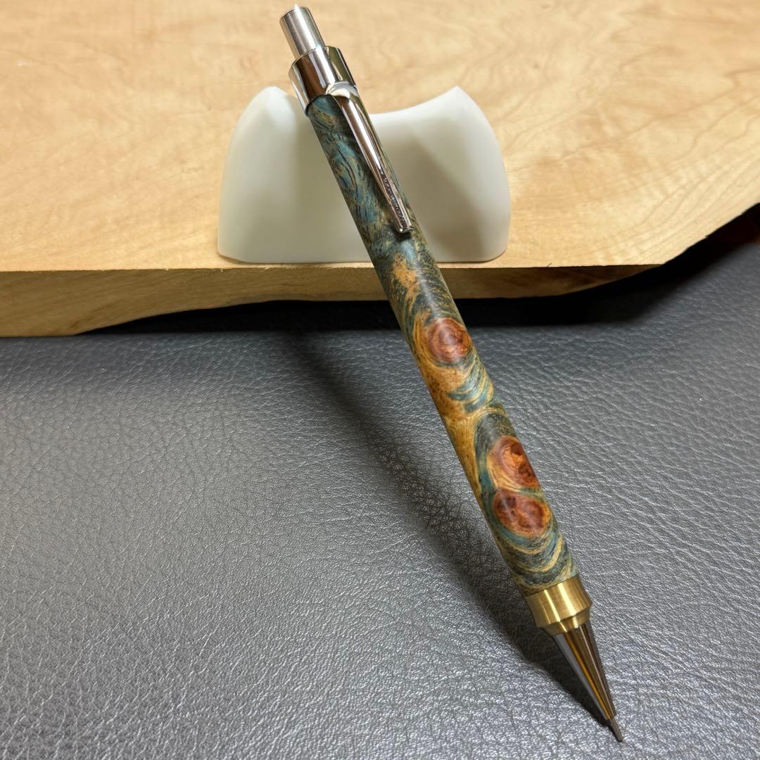 157花梨瘤スタビ　木製シャーペン　強低重心ダブルR 真鍮